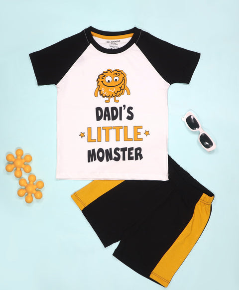 Dadi's Little Monster Half Sleeves T-Shirt & Shorts Set