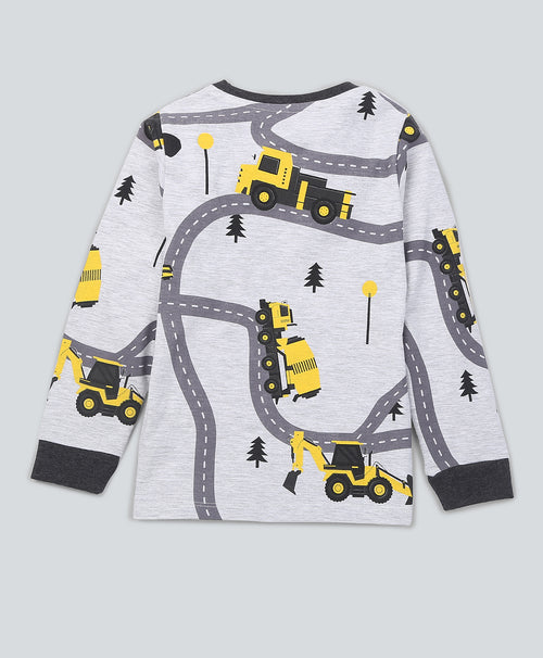 Road Pattern Full Sleeves T-Shirt & Pants Set