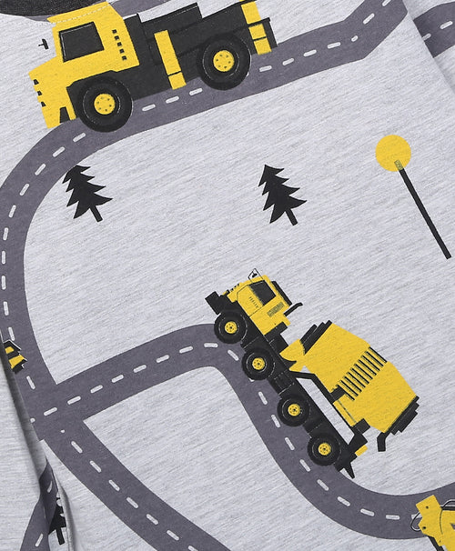 Road Pattern Full Sleeves T-Shirt & Pants Set
