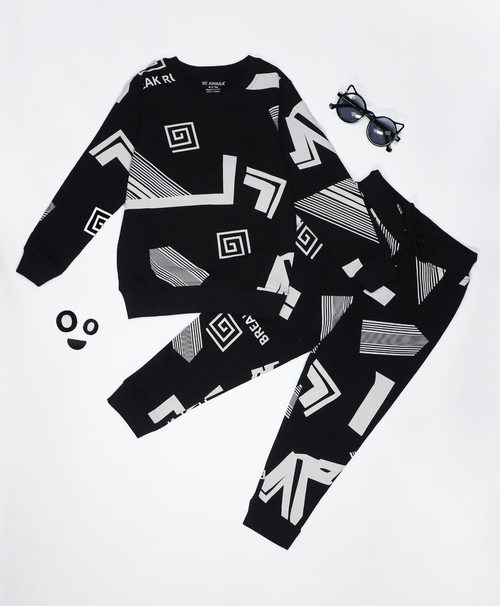 Abstract Pattern Kids Sweatshirt & Joggers Set