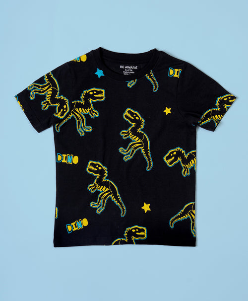 Neon Pattern Half Sleeves T-Shirt & Shorts Set