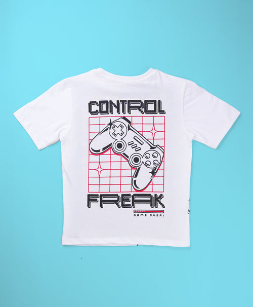 Boys Control Freak Graphic Print Oversized T-Shirt & Short Set