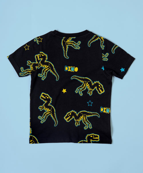 Neon Pattern Half Sleeves T-Shirt & Shorts Set