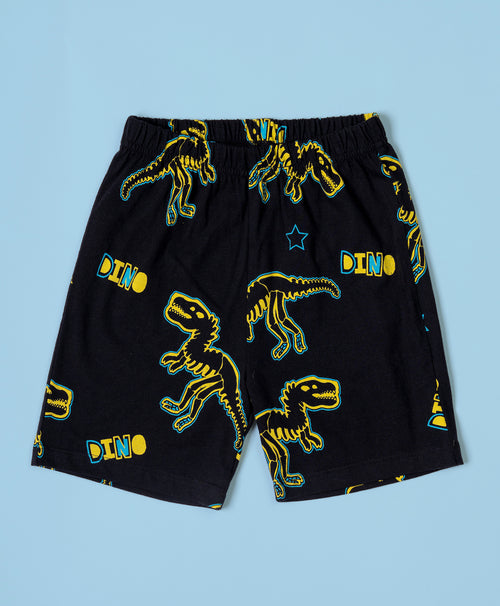 Neon Pattern Half Sleeves T-Shirt & Shorts Set