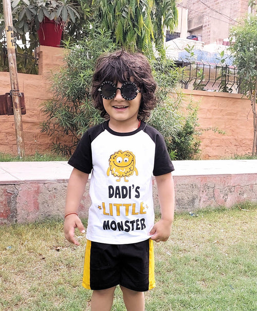 Dadi's Little Monster Half Sleeves T-Shirt & Shorts Set