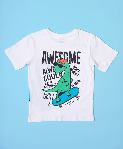 Boys Dino On Skates Print Oversized T-Shirt & Short Set