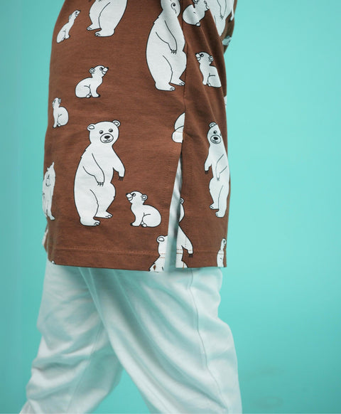 Bear Pattern Boys Kurta Pyjama Set