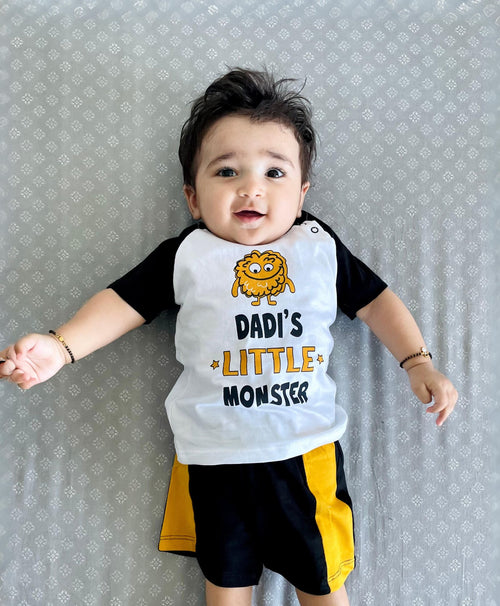 Dadi's Little Monster Half Sleeves T-Shirt & Shorts Set