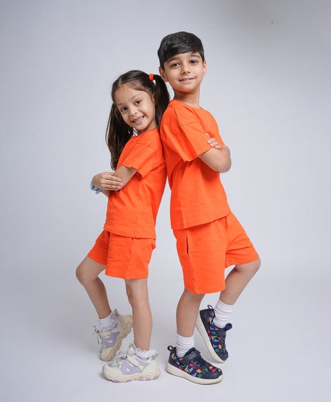 Tangerine Tango Drop Shoulder T-Shirt & Shorts Set