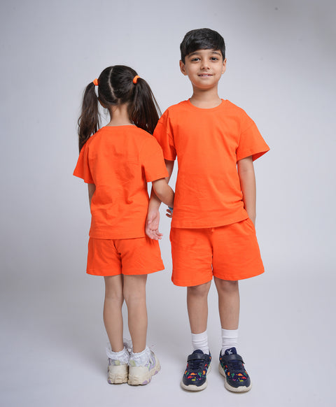 Tangerine Tango Drop Shoulder T-Shirt & Shorts Set