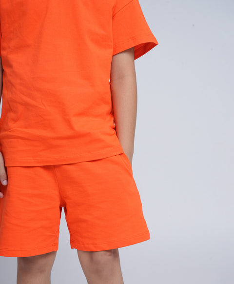 Tangerine Tango Drop Shoulder T-Shirt & Shorts Set