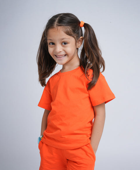 Tangerine Tango Drop Shoulder T-Shirt & Shorts Set