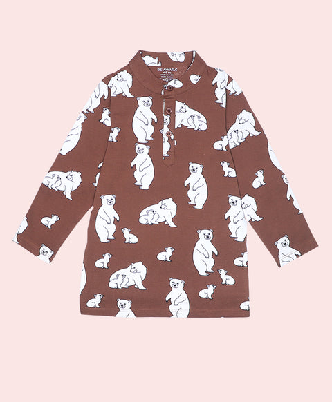 Bear Pattern Boys Kurta Pyjama Set
