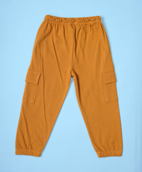 Boys Buckethorm Brown Full Sleeves Henley T-Shirt & Pants Set