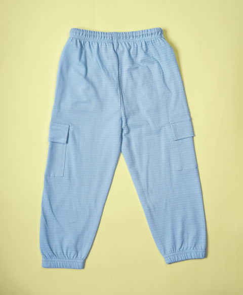 Boys Cool Blue Full Sleeves Henley T-Shirt & Pants Set