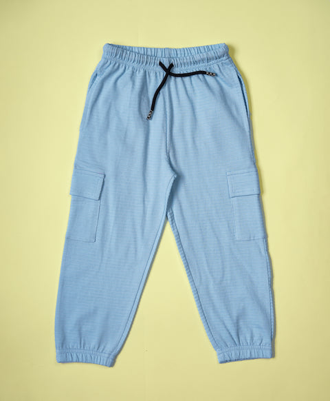 Boys Cool Blue Full Sleeves Henley T-Shirt & Pants Set