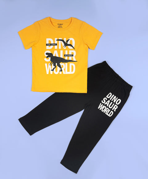 Boys Dinosaur World Half Sleeves T-shirt & Pants Set