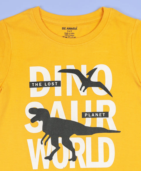 Boys Dinosaur World Half Sleeves T-shirt & Pants Set