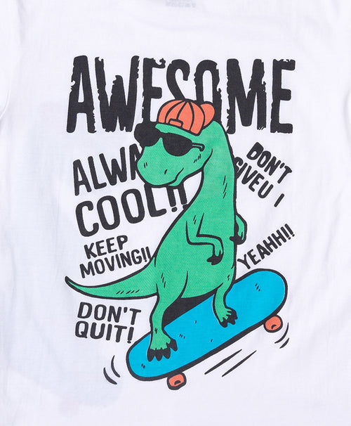 Boys Dino On Skates Print Oversized T-Shirt & Short Set