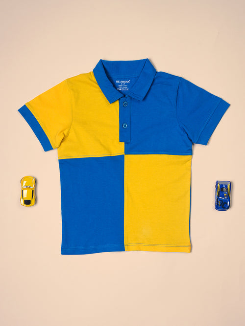 Boys Dual Colorblock Polo Half Sleeves T-Shirt