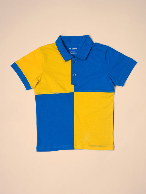 Boys Dual Colorblock Polo Half Sleeves T-Shirt