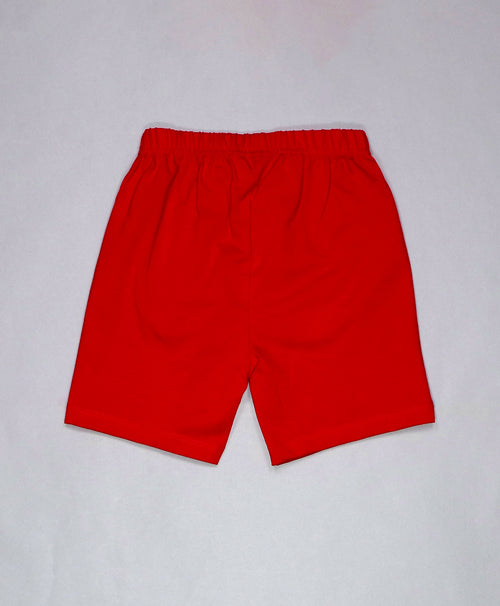 Boys Heart Print Half Sleeves Shirt & Shorts Set With Bow Tie