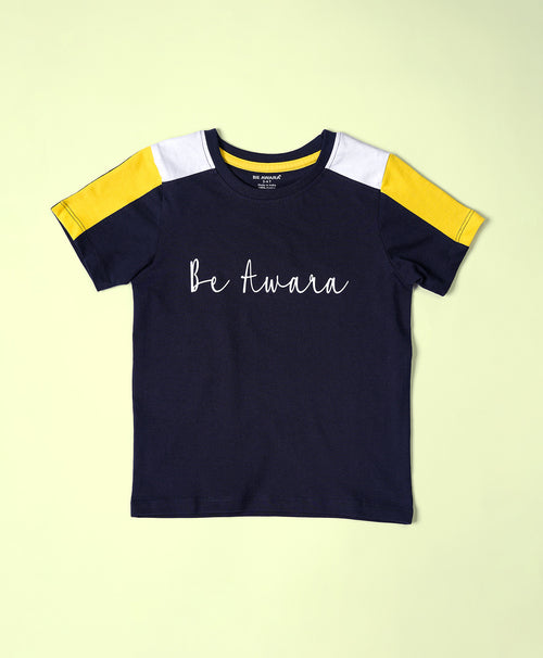 Boys Be Awara Cut & Sew Color Block Half Sleeves T-Shirt & Shorts Set