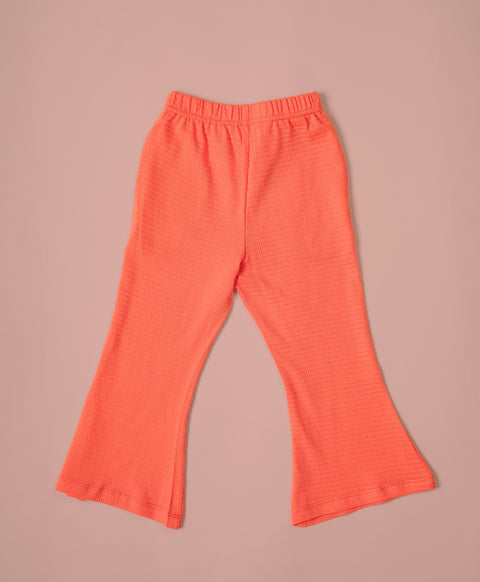 Girls Vermilion Flare Long Sleeve Bow Ruffle Hem A-line Top & Flared Pant Set