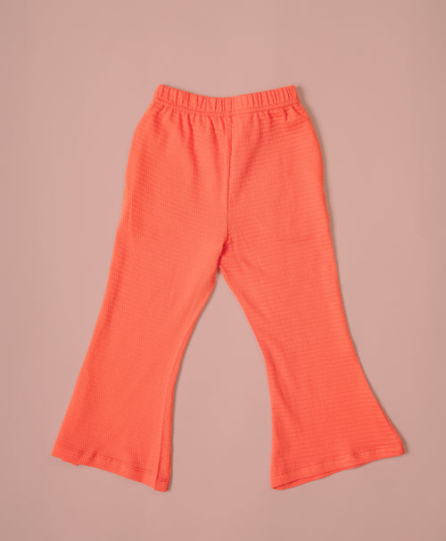 Girls Vermilion Flare Long Sleeve Bow Ruffle Hem A-line Top & Flared Pant Set