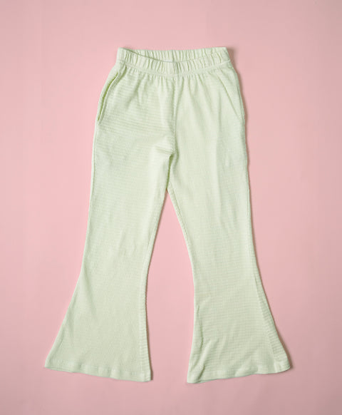 Girls Veiled Vista Flare Long Sleeve Bow Ruffle Hem A-line Top & Flared Pant Set