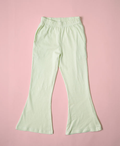 Girls Veiled Vista Flare Long Sleeve Bow Ruffle Hem A-line Top & Flared Pant Set