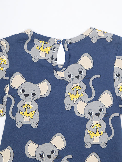 Girls Mouse Print Fit & Flared Dress