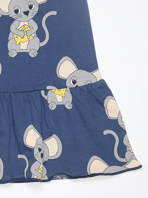 Girls Mouse Print Fit & Flared Dress