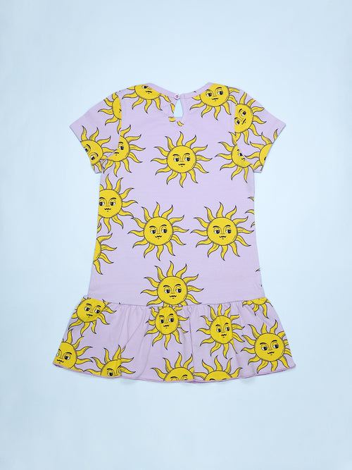 Girls Sun Print Fit & Flared Dress