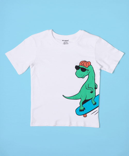 Boys Dino On Skates Print Oversized T-Shirt & Short Set