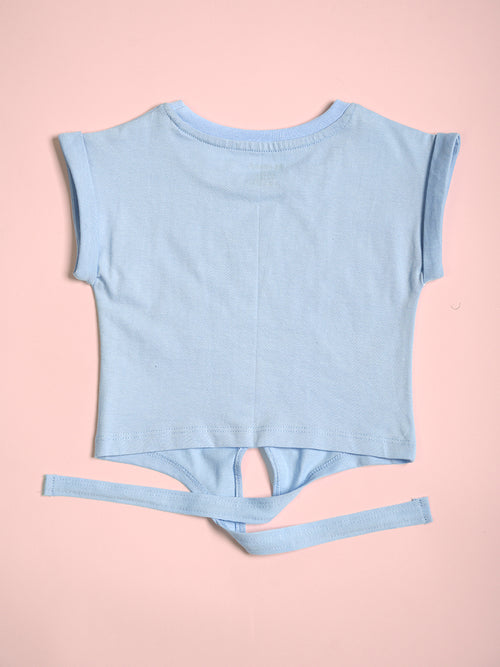 Girls Haha Print Short Sleeves Crop Top