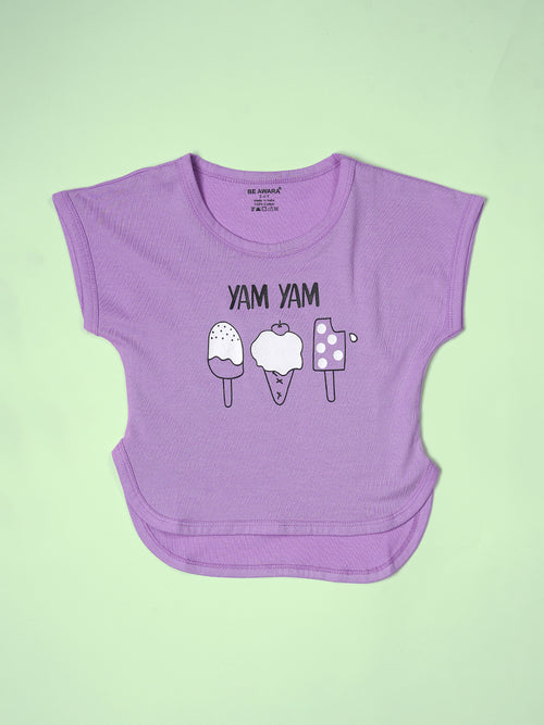 Girls Yam Yam Print Half Sleeves Top
