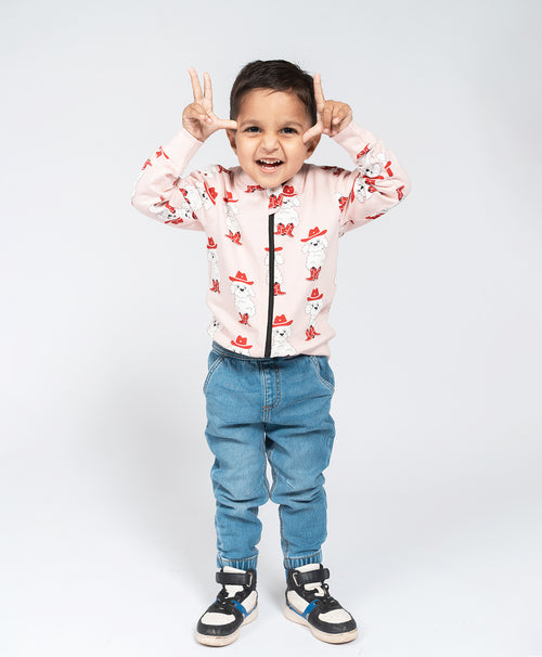 Kids Bichon Dog Print Bomber Jacket