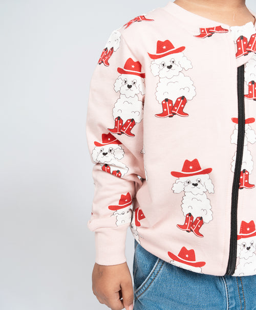 Kids Bichon Dog Print Bomber Jacket