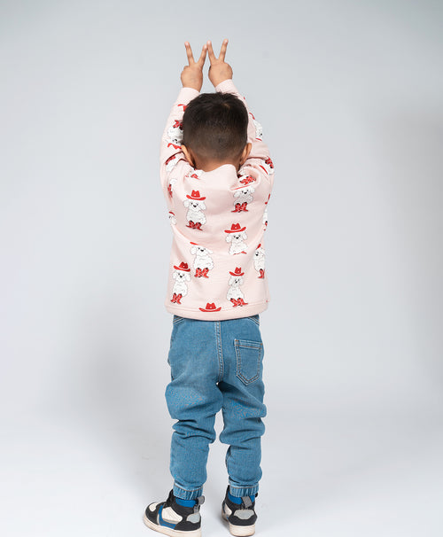 Kids Bichon Dog Print Bomber Jacket