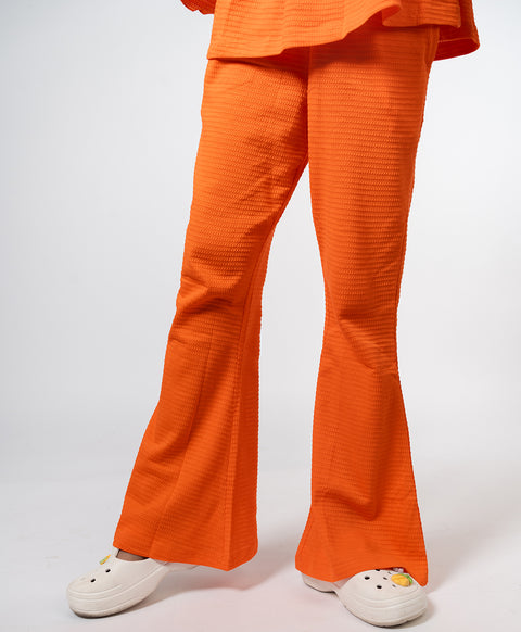 Girls Vermilion Flare Long Sleeve Bow Ruffle Hem A-line Top & Flared Pant Set