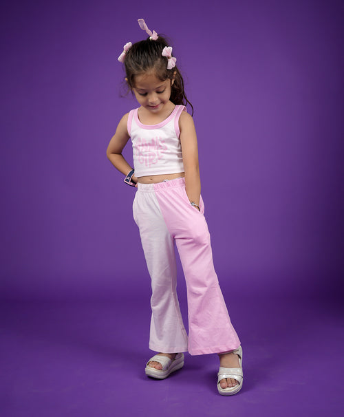 Girls Printed Tank Top & Flared Pants Set