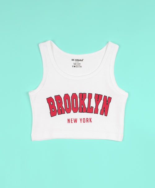 Girls New York Print Sleeveless Tank Top & Sweatpants Set