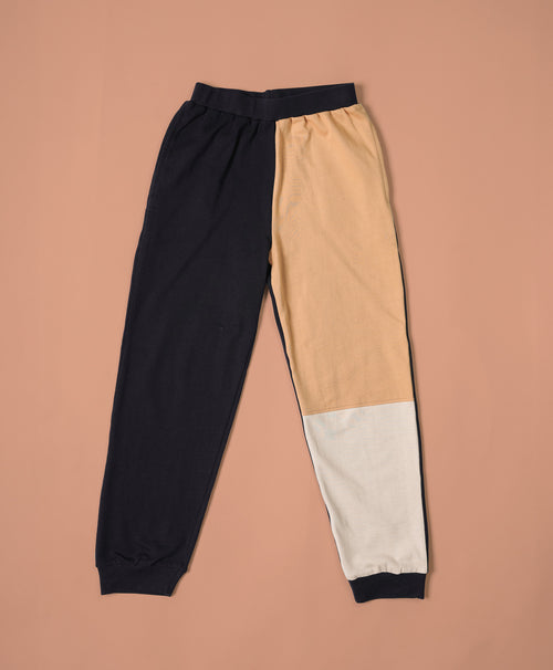 Kids Multi Tone Colorblock Oversized Hoodie & Jogger Set
