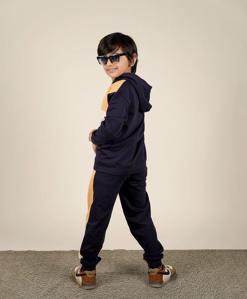 Kids Multi Tone Colorblock Oversized Hoodie & Jogger Set