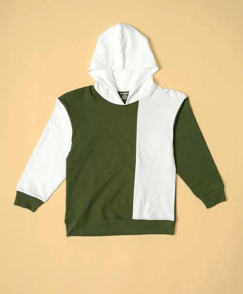 Kids Dual Tone Colorblock Oversized Hoodie & Jogger Set