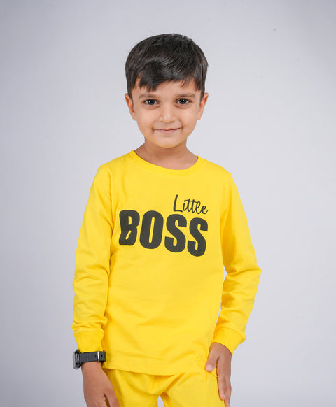 Little Boss Full Sleeves T-Shirt & Pants Set