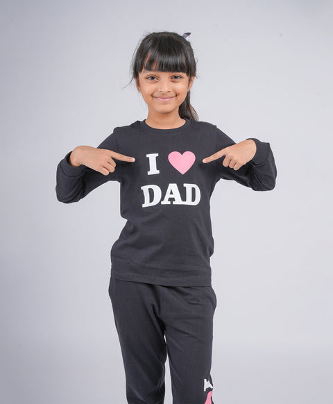 I Love Dad Full Sleeves T-Shirt & Pants Set