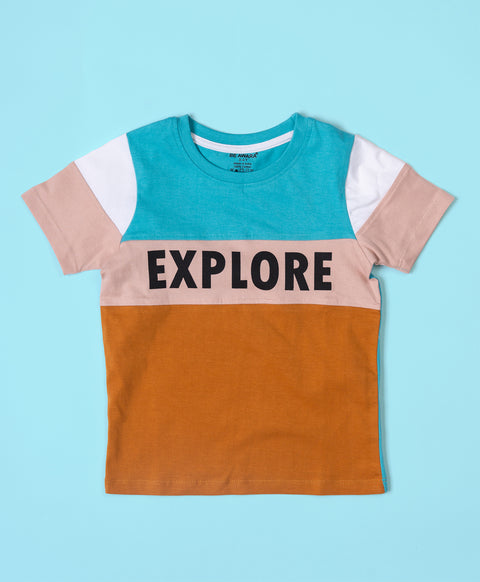 Boys Explore Print Half Sleeves T-Shirt & Lounge Pant Set