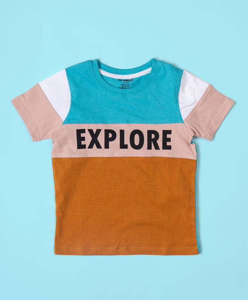 Boys Explore Print Half Sleeves T-Shirt & Lounge Pant Set
